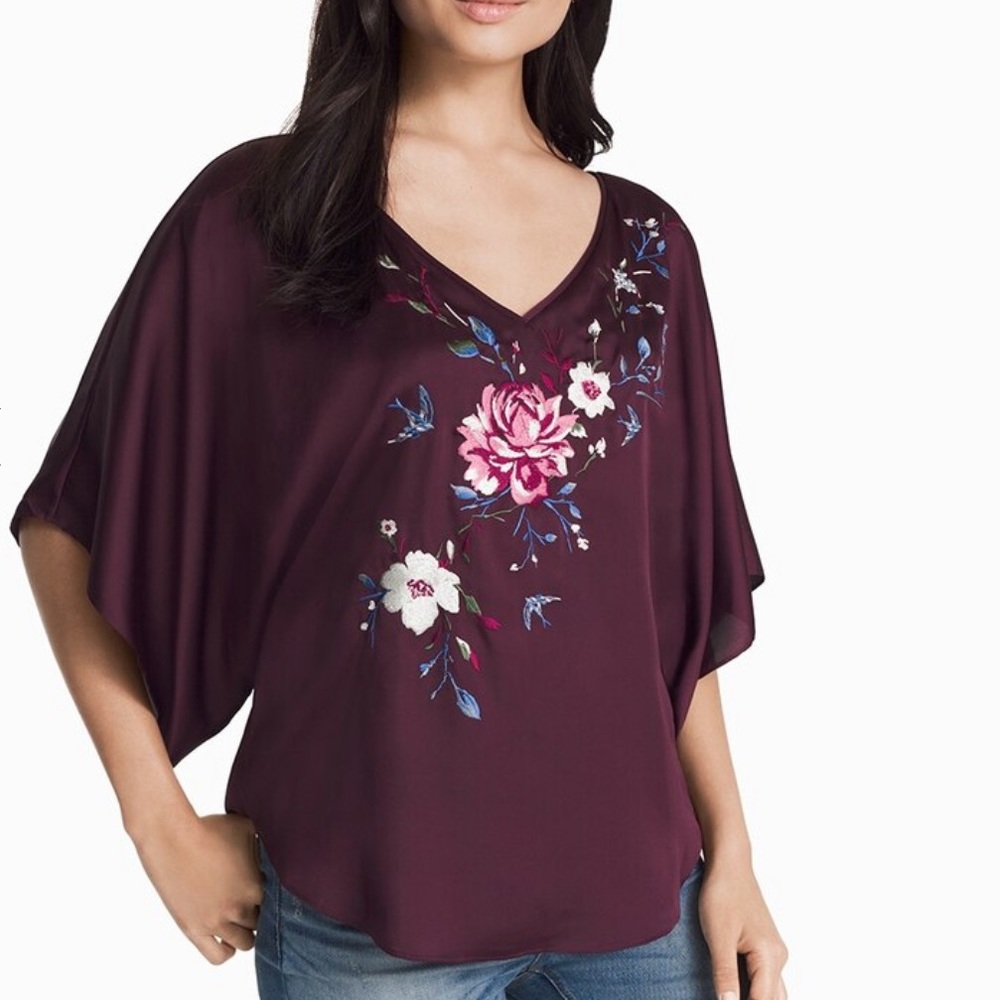 White House Black Market - Burgundy Floral Blouse